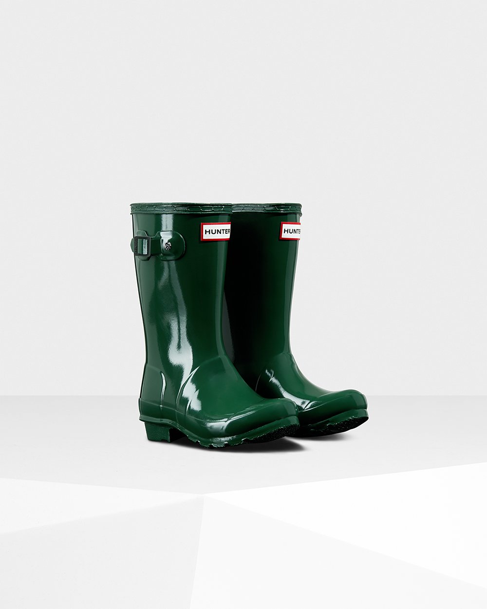 Hunter Original Big Gloss Rain Boots - Store Kids Green - NFALXR068